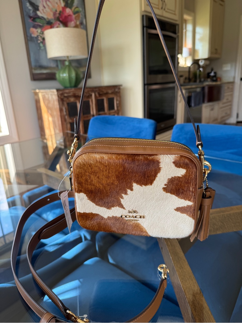 Coach Brown and White Cowhide Crossbody/shoulder bag